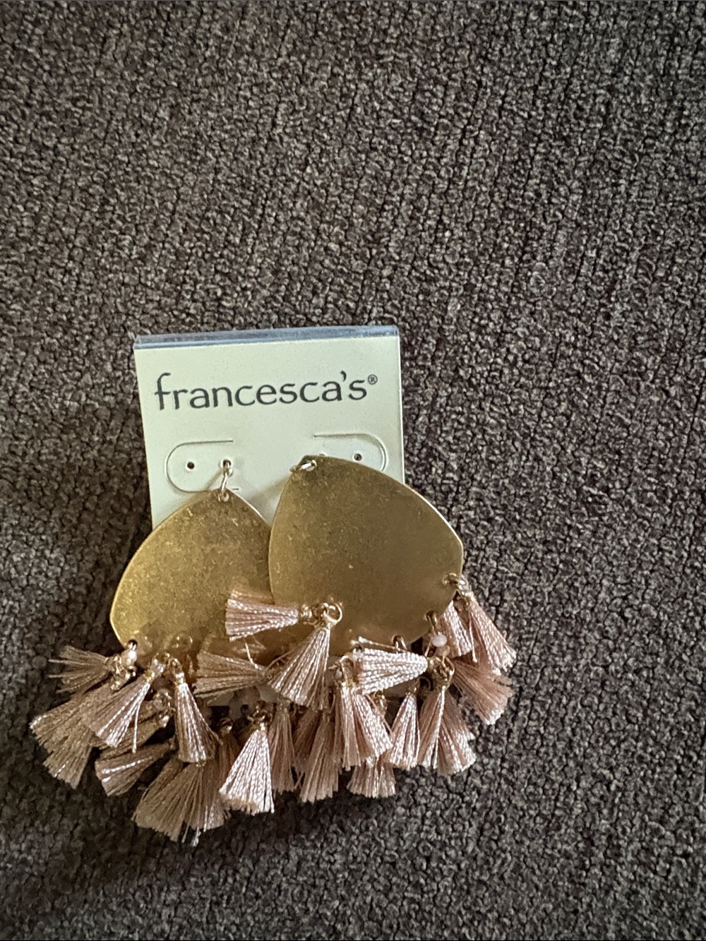 Francesca's Collections Gold and Blush Tassel Drop Earrings